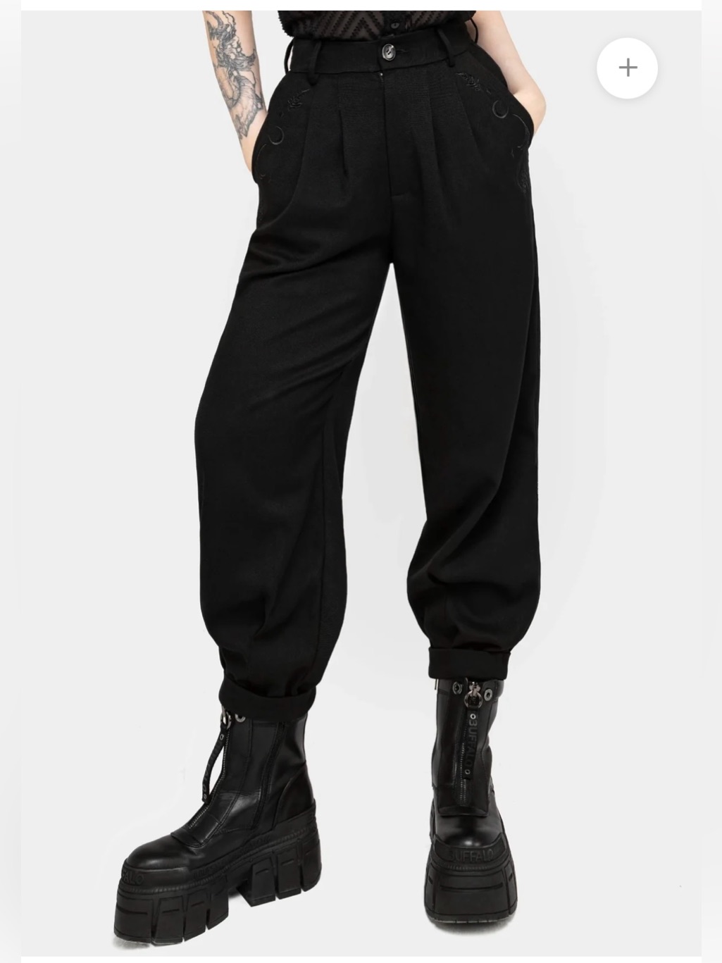 Nwt Disturbia Dianne Embroidered Balloon Trousers Pants Black Size 14